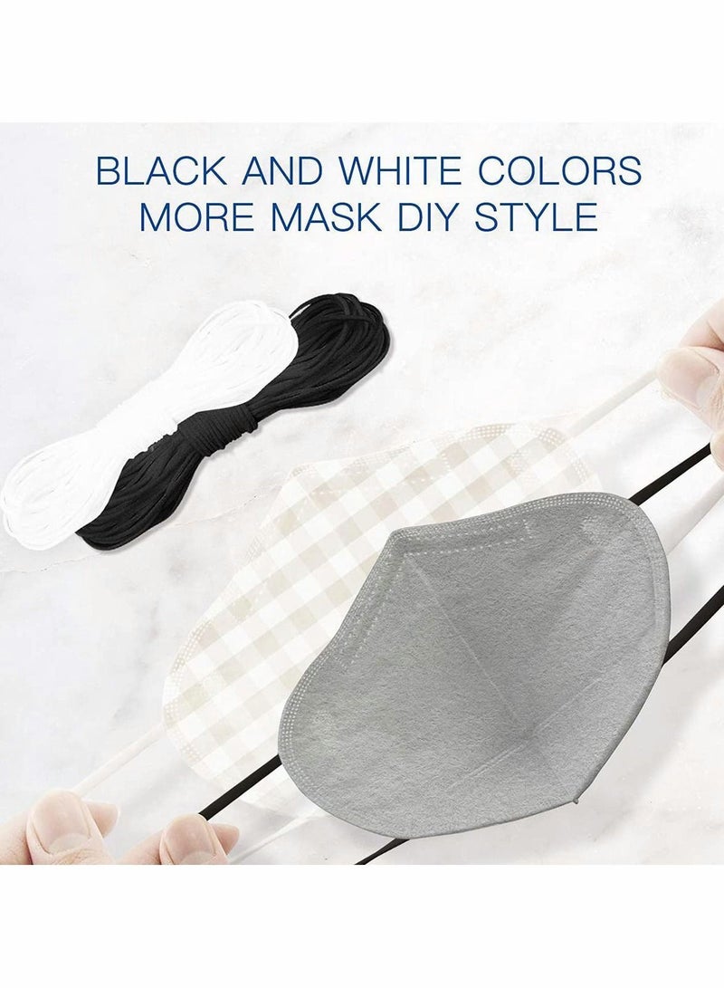 Y&D Elastic Cord for Mask String Sewing Strips Ear Tie Rope High Elasticity Stretch Anti Slip Earloop DIY Black and White - Image 4