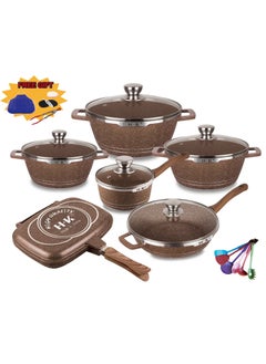HK HK 23pcs Cookware Sets Stone Ceramic Cooking Pots With Semi-glass Lid  - Image 1