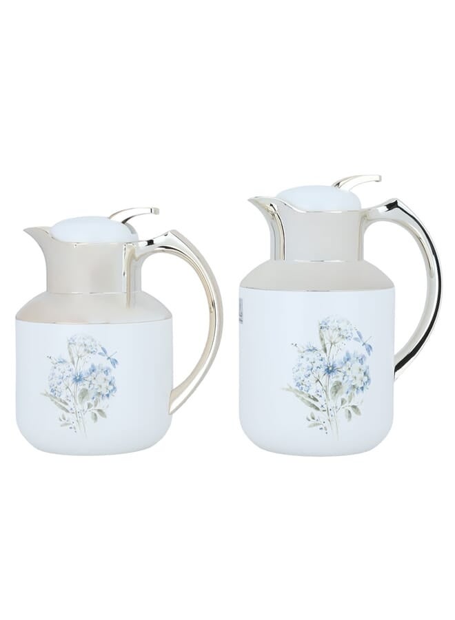 Alsaif Gallery Floria Pro White With Floral Gold Pattern Set Of 2 Thermoses  - Image 2