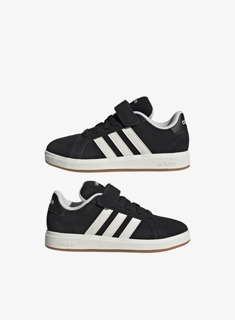 adidas أحذية رياضية سوداء للأطفال جراند كورت  إل سي يو