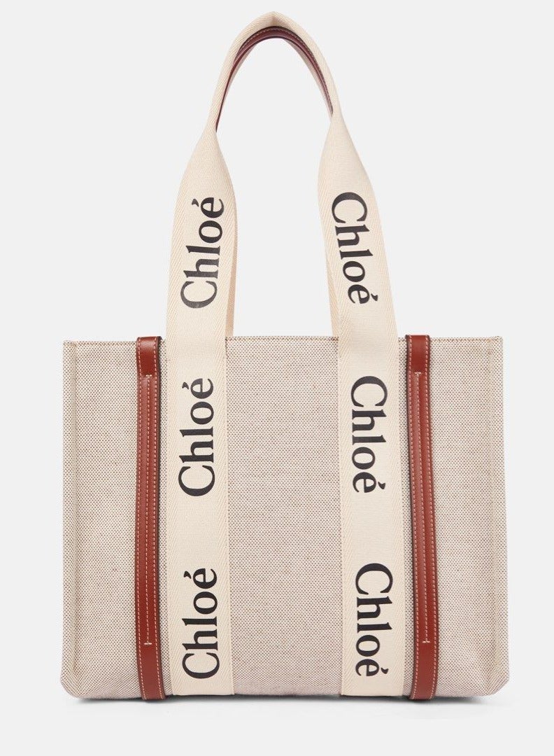 Chloe Chloé Woody Tote Bag In Cotton Canvas - Image 1