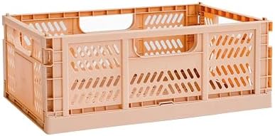 3 Sprouts Plastic Storage Crate, Toy Storage, Foldable Storage Box, Plastic Storage Box - Large - Clay - Image 1