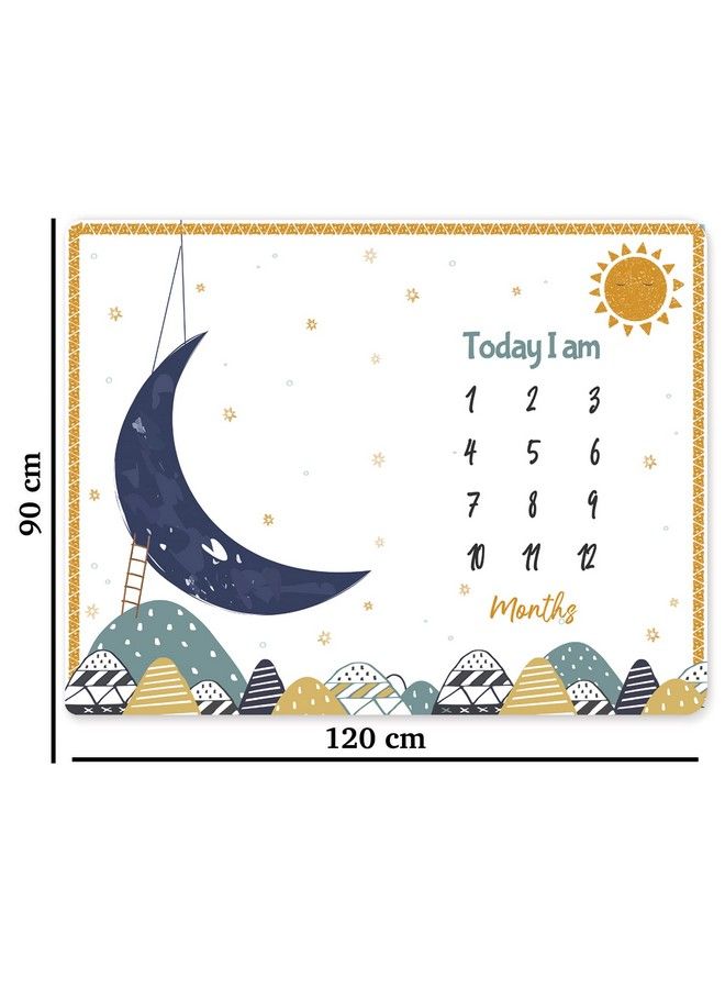 Custom Catch Monthly Milestone Blanket ; 1 To 12 Months ; Best For Newborn Boy & Girl Multicolor Cotton Skin Friendly - Image 3