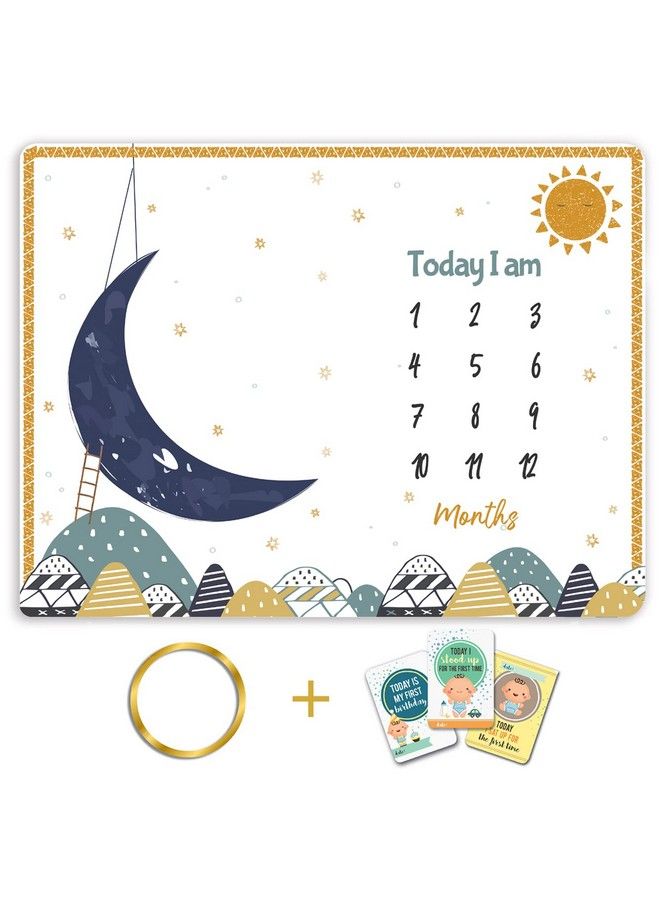 Custom Catch Monthly Milestone Blanket ; 1 To 12 Months ; Best For Newborn Boy & Girl Multicolor Cotton Skin Friendly - Image 1