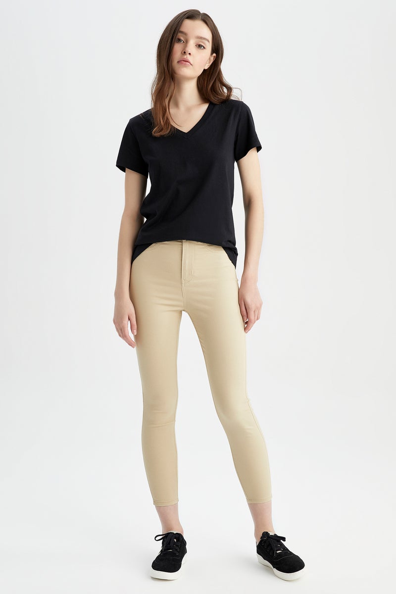 DeFacto Woman Super Skinny Fit High Waist Ankle Length Gabardine Trousers  - Image 1