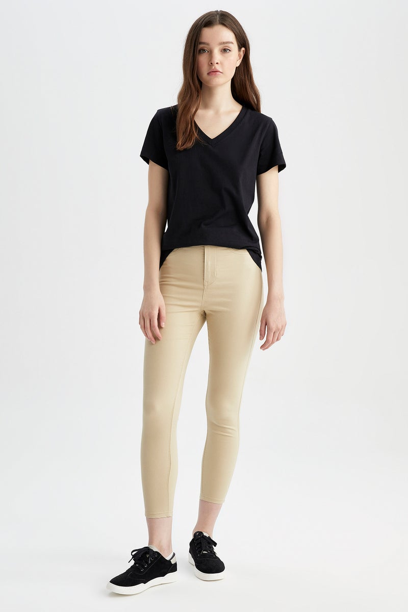 DeFacto Woman Super Skinny Fit High Waist Ankle Length Gabardine Trousers  - Image 3