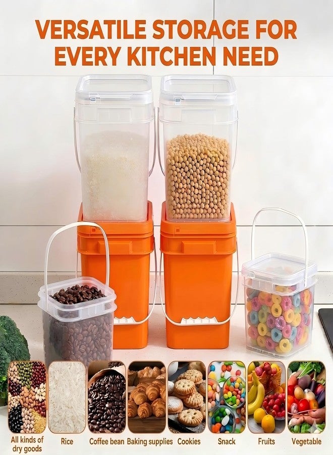 ASEVAT 2 Pack 1Gallon (4L) Square Orange Food Storage Containers with Lids & Scoops, BPA Free Plastic Flour Sugar Storage Containers for Kitchen Pantry Cereal Rice Pasta Snack - Image 4
