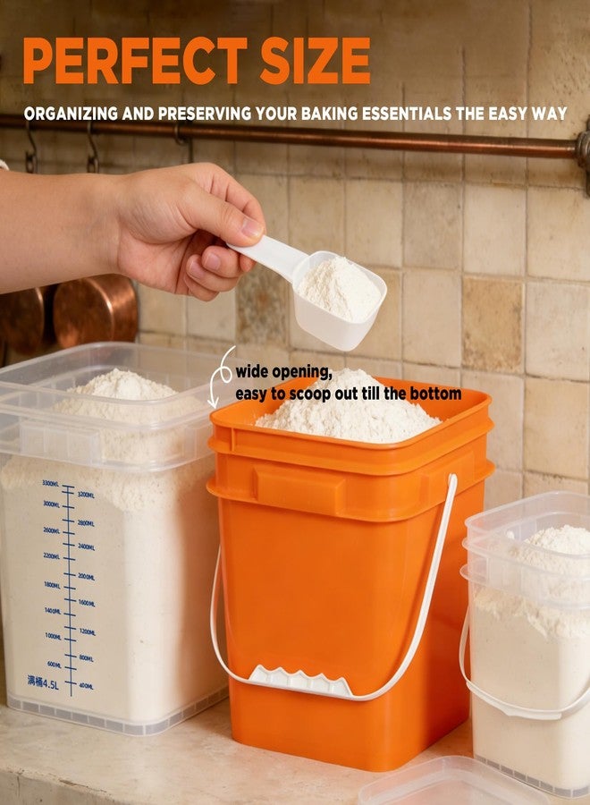 ASEVAT 2 Pack 1Gallon (4L) Square Orange Food Storage Containers with Lids & Scoops, BPA Free Plastic Flour Sugar Storage Containers for Kitchen Pantry Cereal Rice Pasta Snack - Image 5