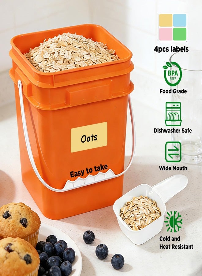 ASEVAT 2 Pack 1Gallon (4L) Square Orange Food Storage Containers with Lids & Scoops, BPA Free Plastic Flour Sugar Storage Containers for Kitchen Pantry Cereal Rice Pasta Snack - Image 3