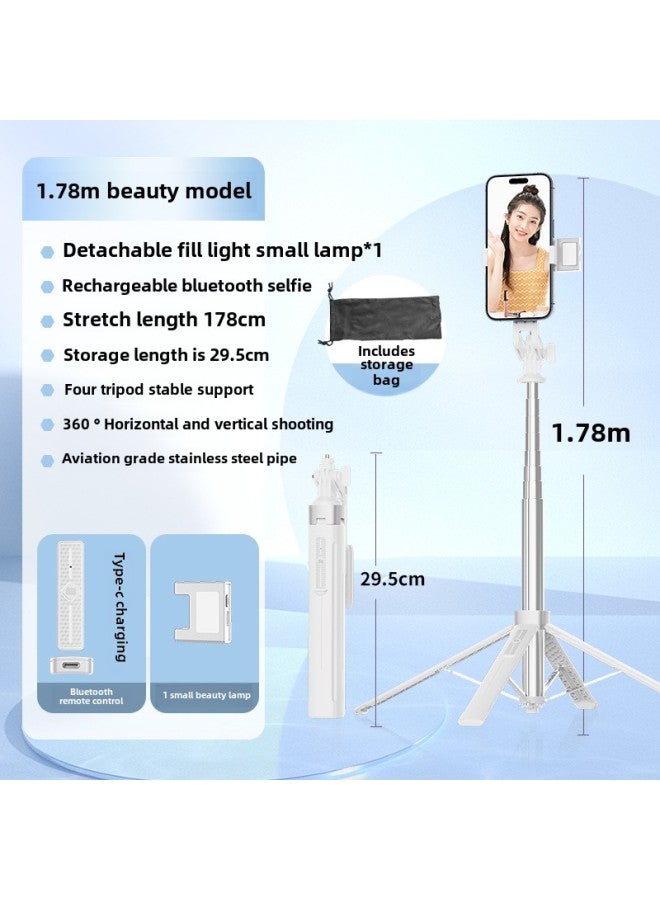 Y Sequence Mobile Phone Selfie Stick Bluetooth Selfie Mobile Phone Live Four-legged Stand Selfie Stick Manufacturers Wholesale-Color:Y16-v1 Single Light-white (stainless Steel) - Image 1