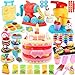 Crelloci 4 in 1 Color Dough Kitchen Creations Set Ice Cream Noodle Hamburger Cake Maker Machine Art Crafts Food Modeling Play Toys Tools Kit for Boys Girls Kids Toddlers Ages 3 24 Colors Dough - Image 2
