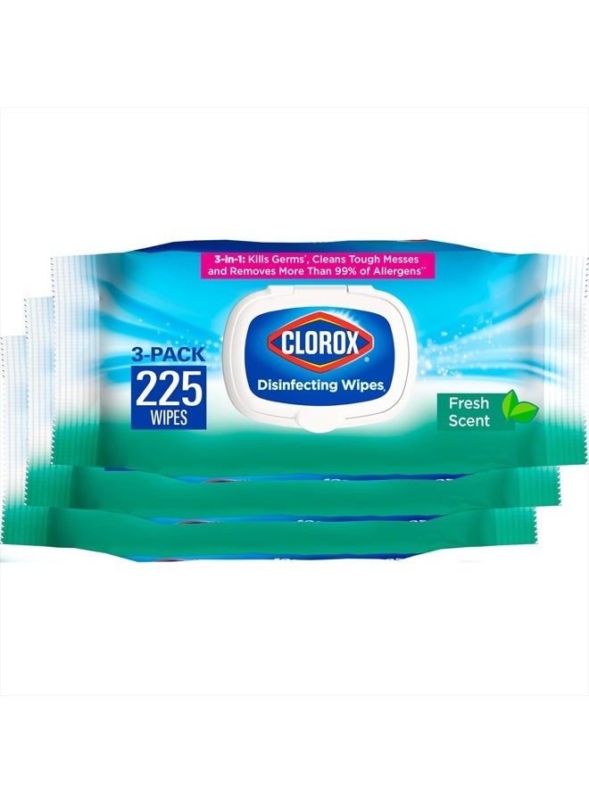 Clorox Disinfecting Wipes, Bleach Free Cleaning Wipes, Household Essentials, Fresh Scent, Moisture Seal Lid, 75 Wipes, Pack of 3 (New Packaging)  - Image 1