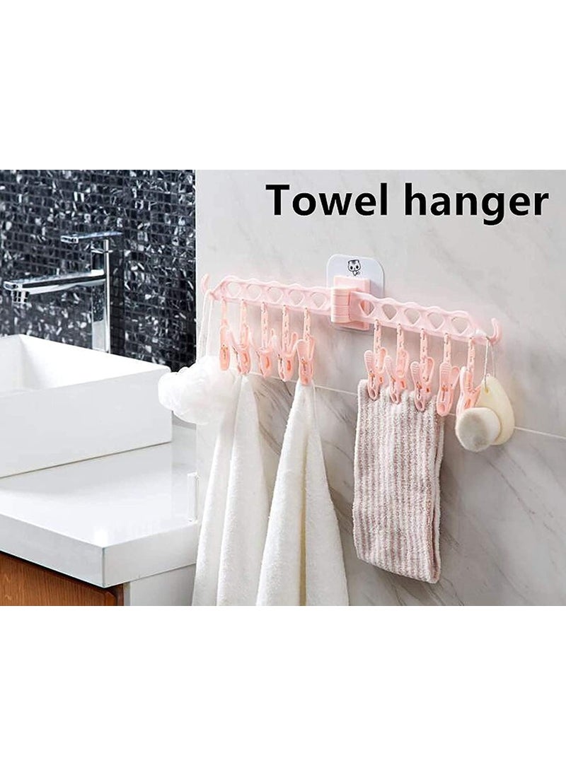 Pamidhar Pamidhar10 in 1 Multipurpose Clothes Hanger Laundry Hanger with 10 Clips Foldable Wall Mounted Drying Racks Multicolor  - Image 2