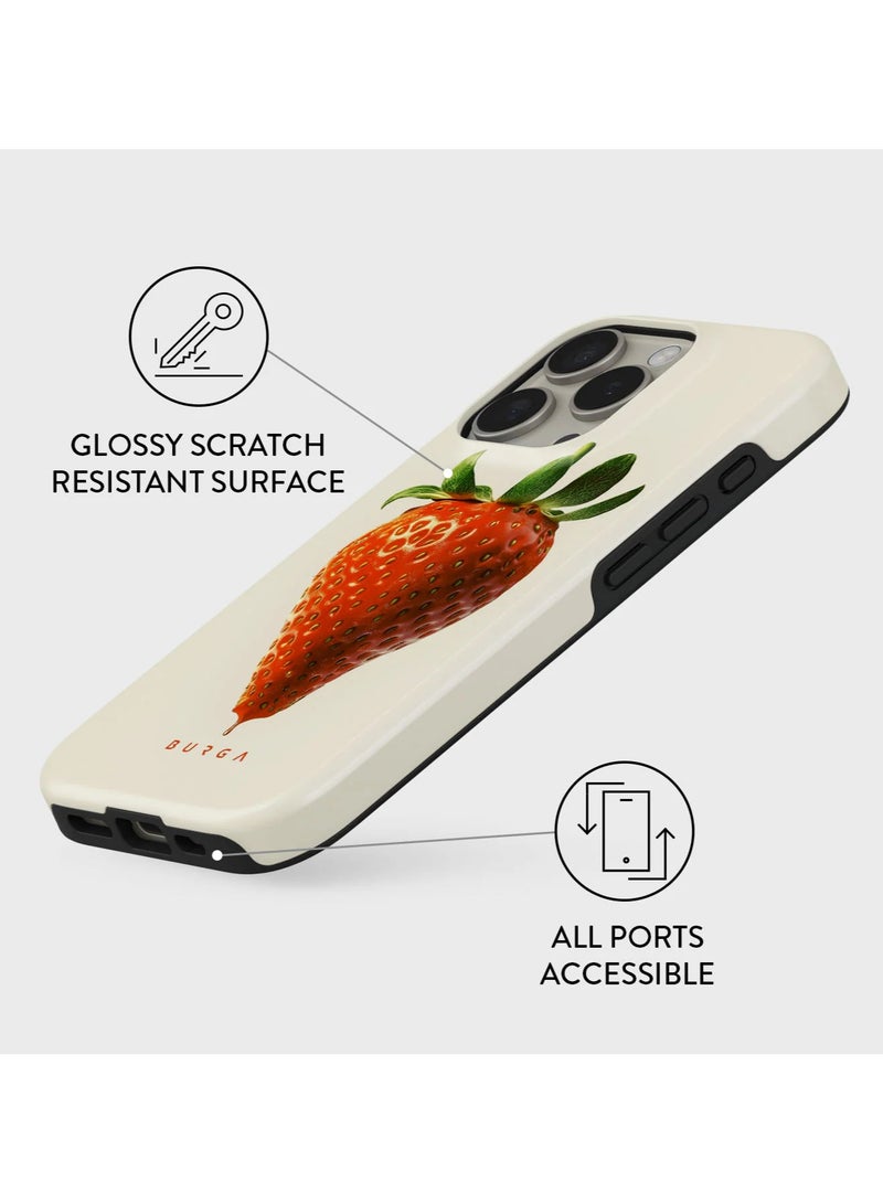 BURGA iPhone 16 pro Case, 2 Piece Hard Shell + TPU Silicone Interior, Shock Absorption, All Port Accessible, Raised Bezel For Screen & Camera Protection, Never Fading HQ Print,Strawberry Juicy - Image 3