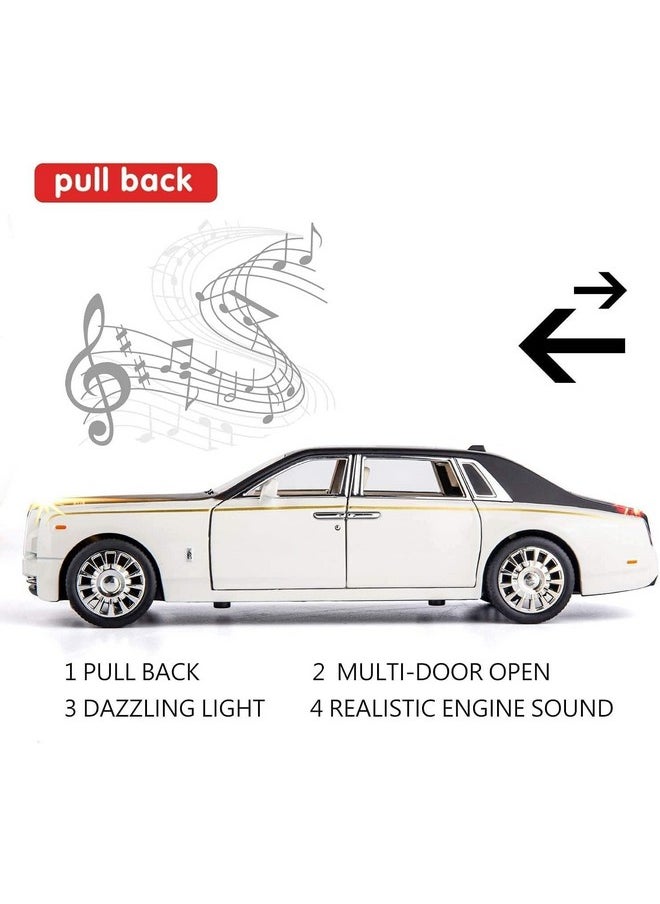 YALLABUYIT YALLABUYIT Model 1/24 Rolls-Royce Phantom Model Car, Zinc Alloy Pull Back Toy car with Sound and Light for Kids Boy Girl Gift. (WHITE)  - Image 4