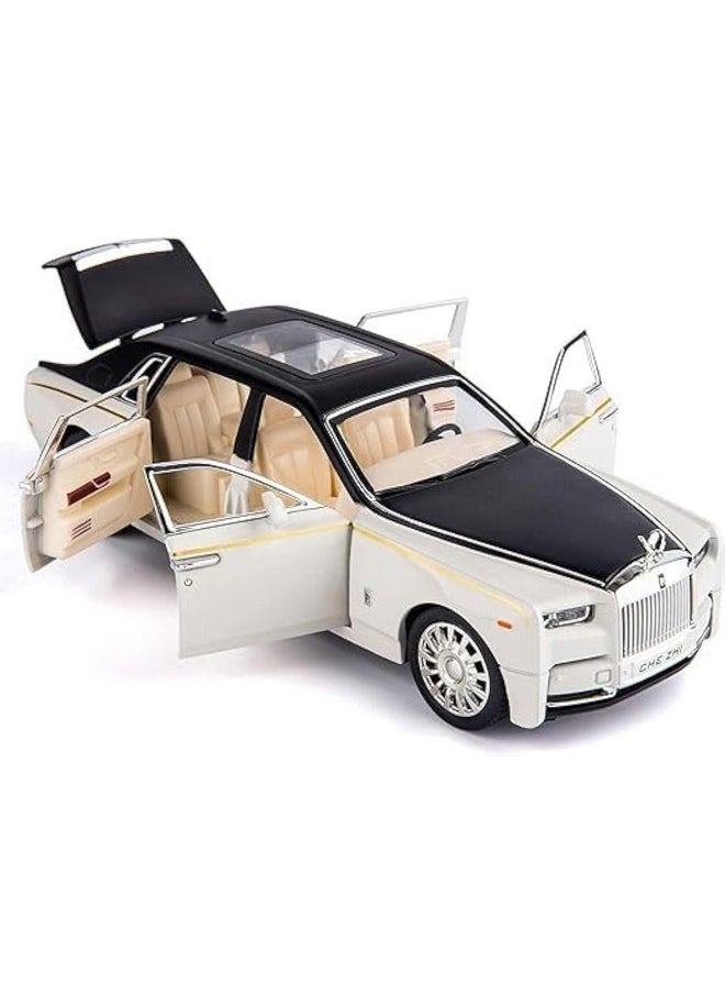 YALLABUYIT YALLABUYIT Model 1/24 Rolls-Royce Phantom Model Car, Zinc Alloy Pull Back Toy car with Sound and Light for Kids Boy Girl Gift. (WHITE)  - Image 1