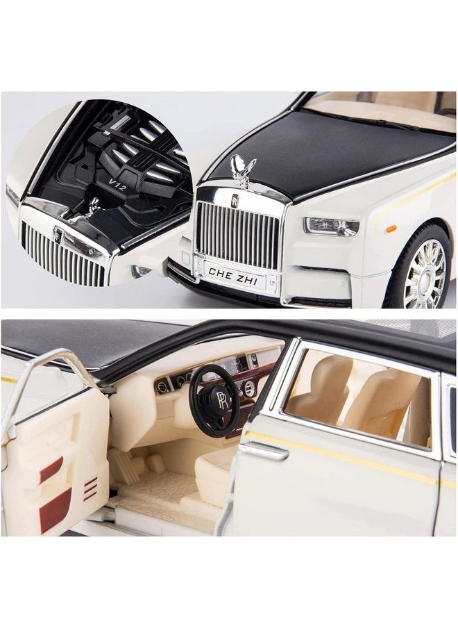 YALLABUYIT YALLABUYIT Model 1/24 Rolls-Royce Phantom Model Car, Zinc Alloy Pull Back Toy car with Sound and Light for Kids Boy Girl Gift. (WHITE)  - Image 5