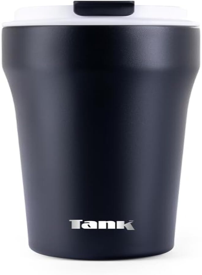 Tank Everyday 480ml Mug Spacious Insulated Stainless Steel for Hot Drinks, Leakproof - Black