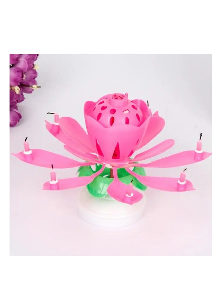 RR BRAND Sparkling Lotus Flower Birthday Candle With Music No Bettries Requird  - Image 1