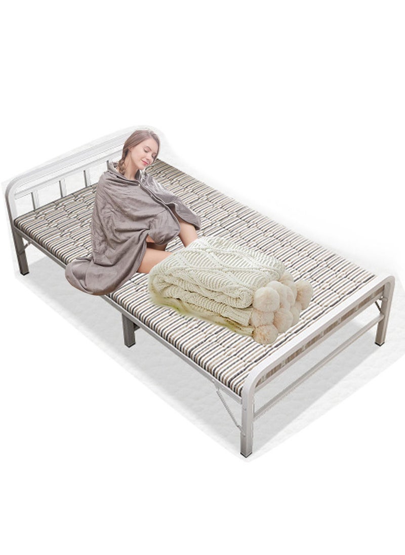 ZUIHAO Folding Bed  188 * 90 * 45cm with Mattress Portable Foldable Bed for Spare Bedroom Office Outdoor No Assembly Required Bed White  - Image 1