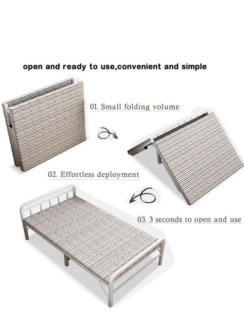 ZUIHAO Folding Bed  188 * 90 * 45cm with Mattress Portable Foldable Bed for Spare Bedroom Office Outdoor No Assembly Required Bed White  - Image 2