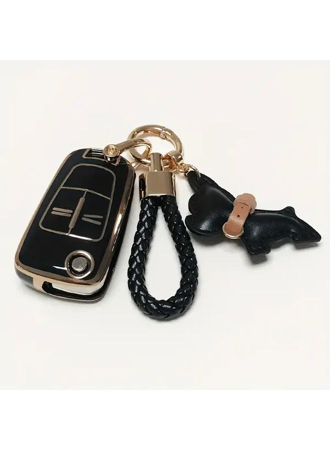Black Smart Key Case Cover Shell Fob With Keychain For Opel Car Astra Corsa Insignia - Image 1