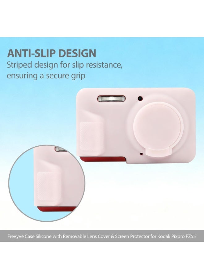 QIRG Case for Kodak PIXPRO FZ55 Digital Camera Accessories, Soft Silicone Protective Case, Slim Fit Sleeve with Removable Lens Cover and Screen Protector, Lightweight, Anti-Scratch (Jelly Pink) - Image 5