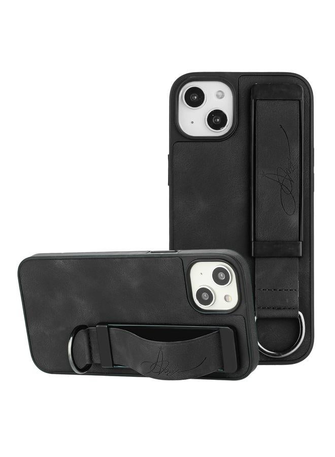 اس-توب جراب لهاتف iPhone 14 Plus مزود بحامل معصم وغطاء خلفي من الجلد - Image 1