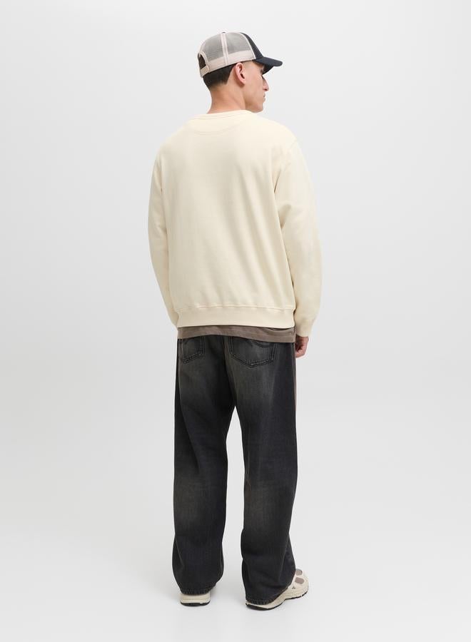 JACK & JONES Cream Pullover Sweatshirt with Long Sleeves - Image 4