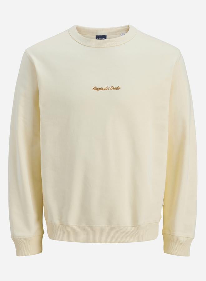 JACK & JONES Cream Pullover Sweatshirt with Long Sleeves - Image 1