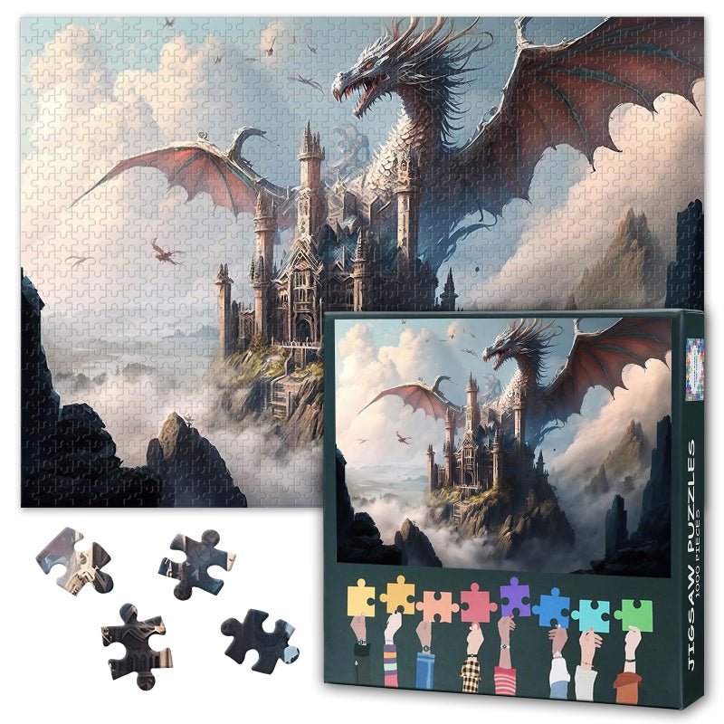 Rebotipy Mythical Creatures Puzzles for Adults 1000 Pieces Magic Castle Puzzle 1000 Pieces Home Wall Decoration Challenging Vivid Detail Ideal for Puzzle Enthusiasts Finished Size 70x50cm - Image 3