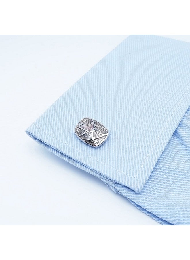 Jonwo Stainless Steel Oval Enamel Cufflinks For Men Women French Shirt Cuff Links Business Wedding Party In A Gift Box (Pink) - Image 3