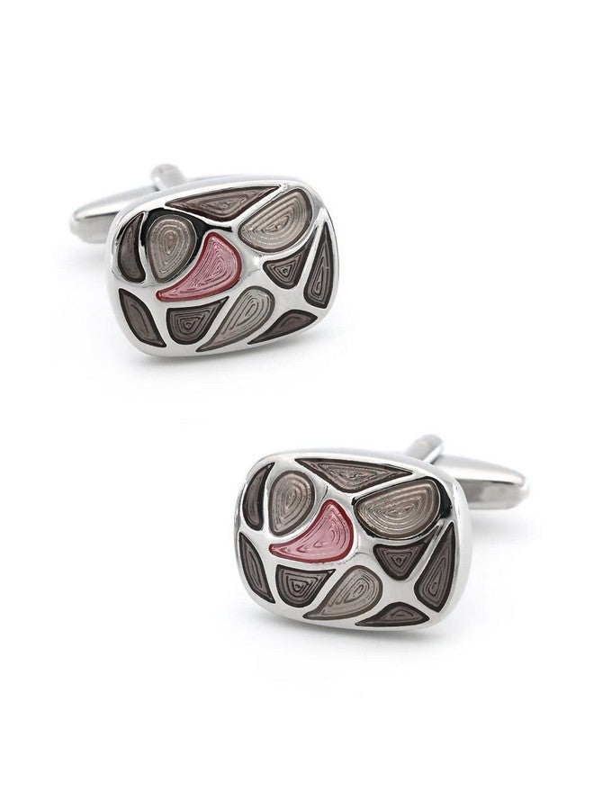 Jonwo Stainless Steel Oval Enamel Cufflinks For Men Women French Shirt Cuff Links Business Wedding Party In A Gift Box (Pink) - Image 1