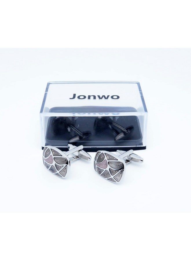 Jonwo Stainless Steel Oval Enamel Cufflinks For Men Women French Shirt Cuff Links Business Wedding Party In A Gift Box (Pink) - Image 4