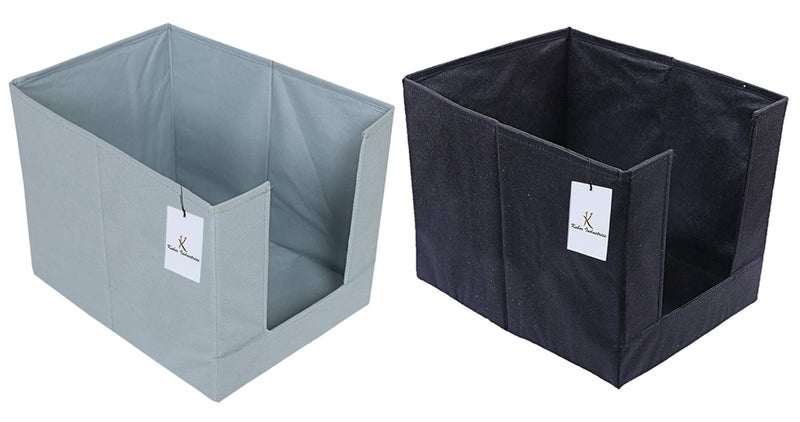 Kuber Industries Kuber Industries Non Woven Shirt Stacker Wardrobe Organizer Set of 2 Pieces Black and GreyCTKTC31855 Standard Size  - Image 1