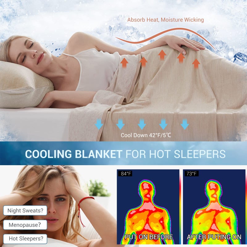 بطانية تبريد للنوم الساخن بحجم كوين حجم مسيرة قوس القوس بارد بارد مع تصميم مزدوج على الوجهين ياباني ألياف التبريد تمتص الجسم بطانية باردة ناعمة لسرير النوم الصيفي - Image 2