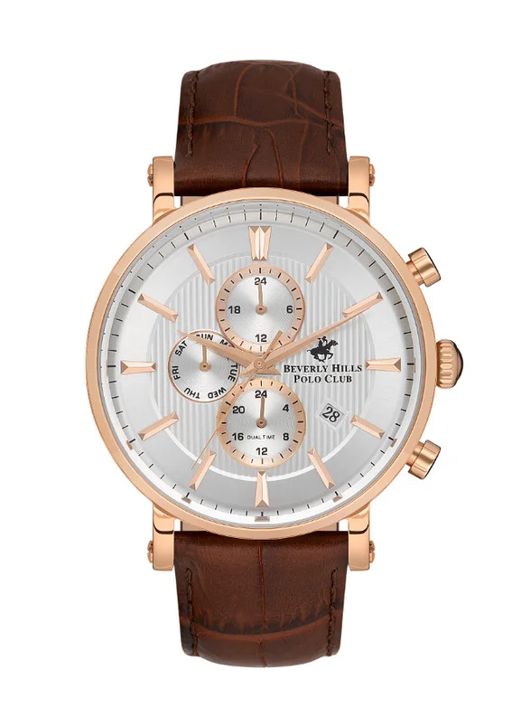 بيفرلي هيلز بولو كلوب Beverly Hills Polo Club BP3548X.432 Men's Multi Function Display Watch & Leather Strap Brown
