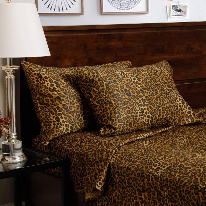Mr Pandaa Queen Size Sheet Set 1000 Thread Count 100% Egyptian Cotton, 15â€ Deep Pockets, 4-PC Super Soft Breathable Cooling 1000-TC Sheets - Leopard Print - Image 2