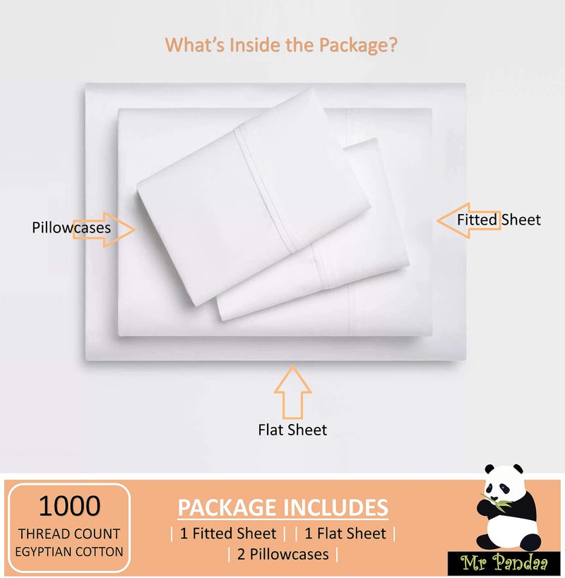 Mr Pandaa Queen Size Sheet Set 1000 Thread Count 100% Egyptian Cotton, 15â€ Deep Pockets, 4-PC Super Soft Breathable Cooling 1000-TC Sheets - Leopard Print - Image 3
