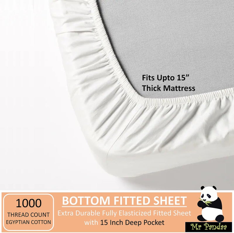 Mr Pandaa Queen Size Sheet Set 1000 Thread Count 100% Egyptian Cotton, 15â€ Deep Pockets, 4-PC Super Soft Breathable Cooling 1000-TC Sheets - Leopard Print - Image 5