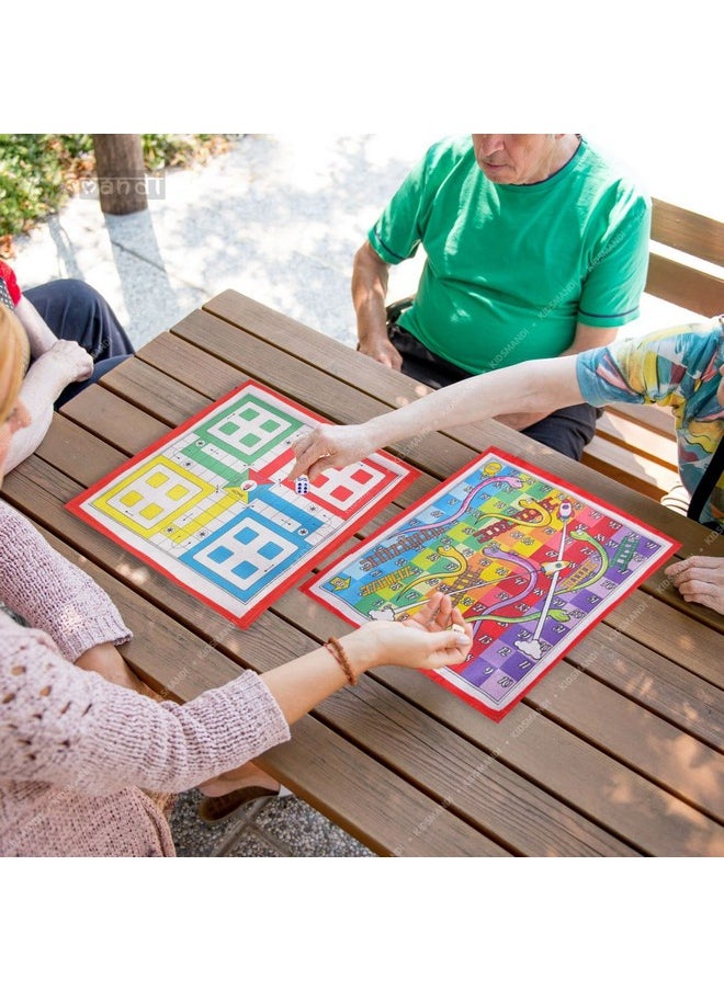 Kids Mandi Kids Mandi Ludo Board Game | Snake and Ladder Mat Game, 2 in 1 Fun Playing Foldable 15 inch Mat - 2 to 4 Players, Suitable for 5 Years and up - Multicolor  - Image 3