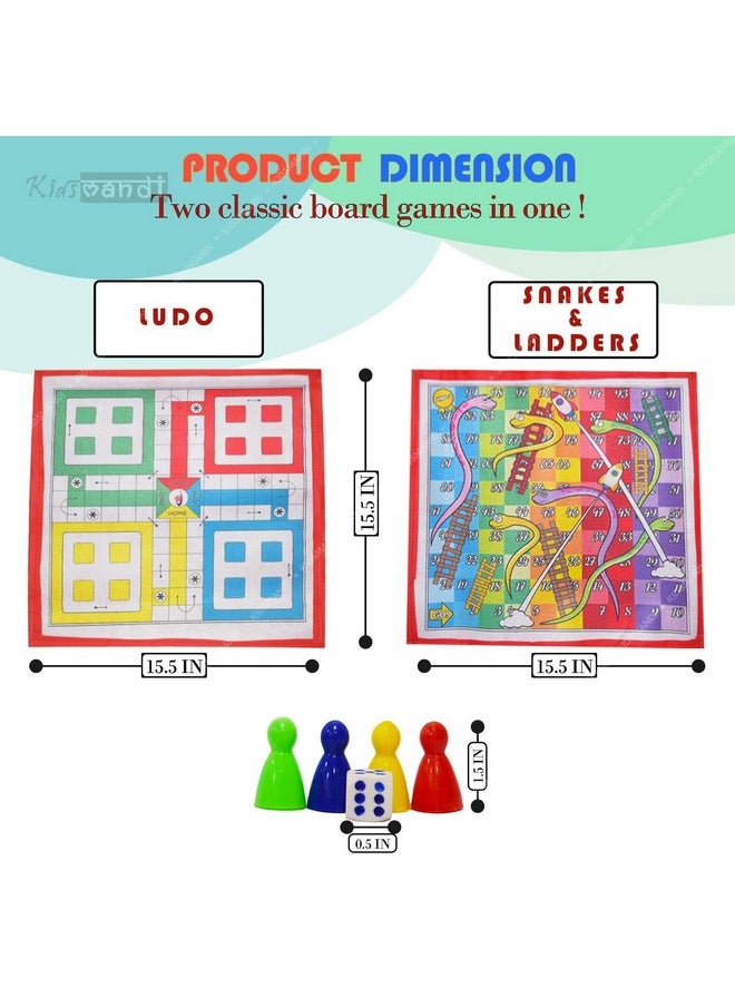 Kids Mandi Kids Mandi Ludo Board Game | Snake and Ladder Mat Game, 2 in 1 Fun Playing Foldable 15 inch Mat - 2 to 4 Players, Suitable for 5 Years and up - Multicolor  - Image 4