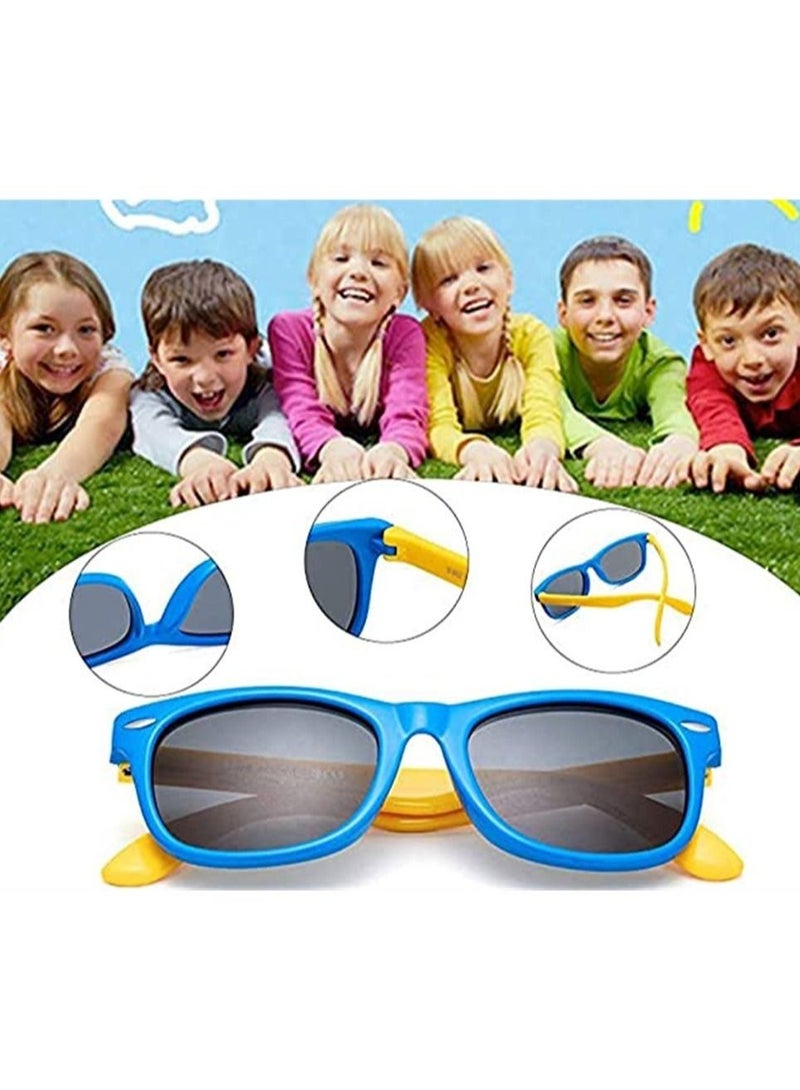 SYOSI Kids Sunglasses, Rubber Flexible Frame Sunglasses Toddler Eyewears, Polarized Sunglasses, Neon Sunglasses for Kids Boys Girls of 3-10 Years Old, Birthday Party Beach Pool Supplies, Blue  - Image 2