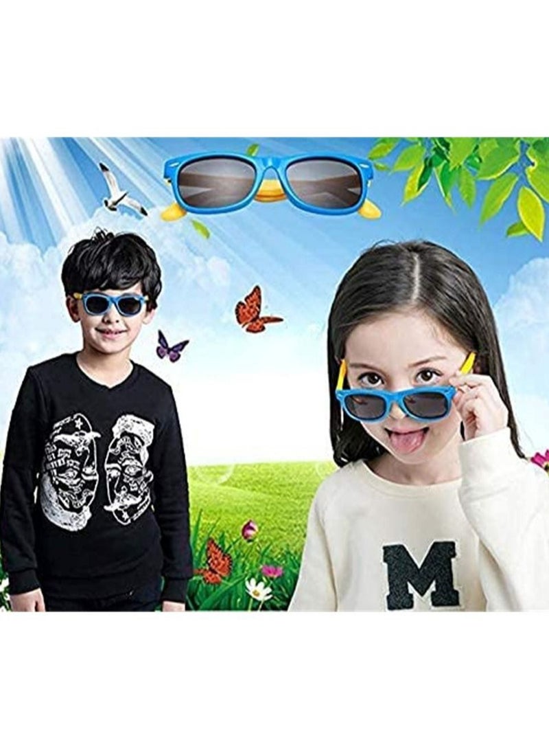 SYOSI Kids Sunglasses, Rubber Flexible Frame Sunglasses Toddler Eyewears, Polarized Sunglasses, Neon Sunglasses for Kids Boys Girls of 3-10 Years Old, Birthday Party Beach Pool Supplies, Blue  - Image 4