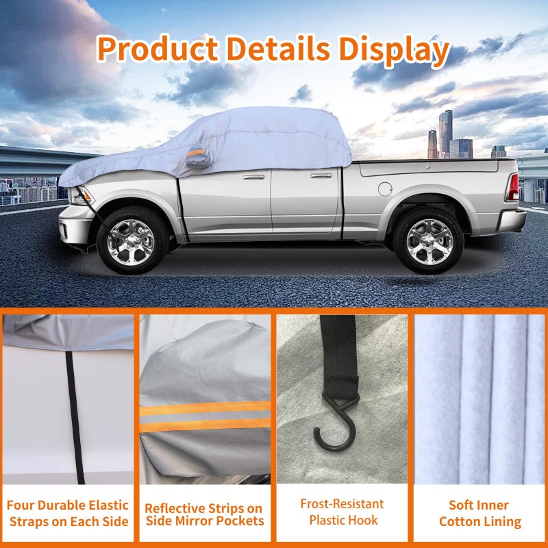 AltoCover Truck Car Cover Top for Crew Cab Pickup, Half Cover Sunproof Waterproof Windproof Protector for Extended Cab Trucks - Image 4