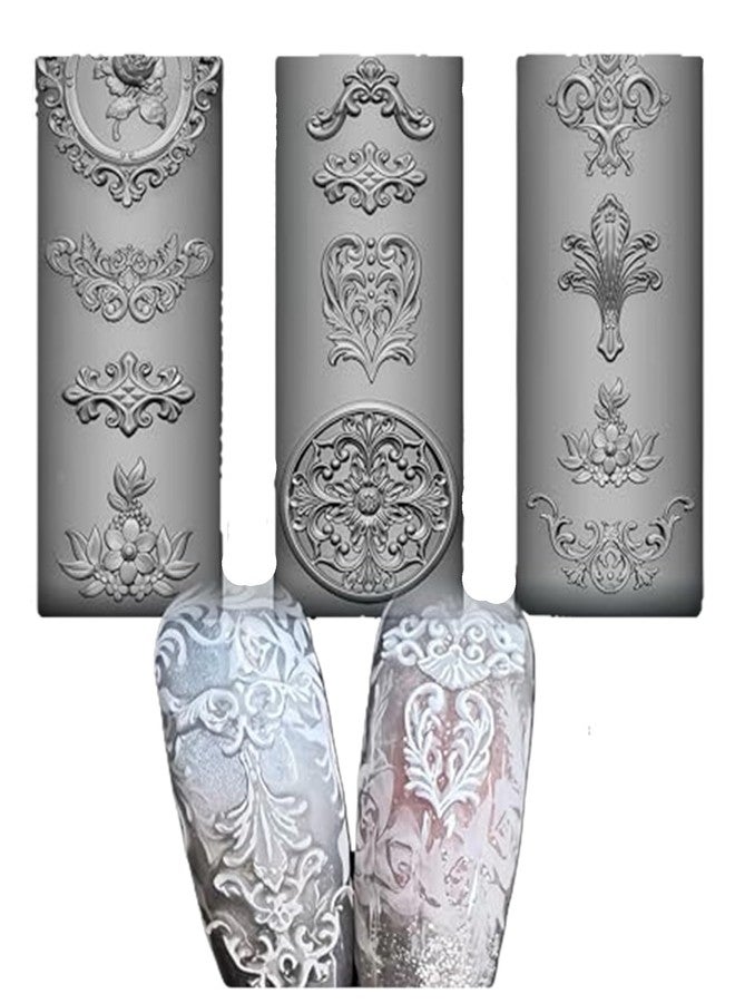 Buildcon Nail Accessories for Nail Art, Silicone Nail Molds with 3D Nail Art Gel, Nail Art Molds for Blossom Gel Designs, Elegant Palace Relief Style Nail Art Charms - Image 1