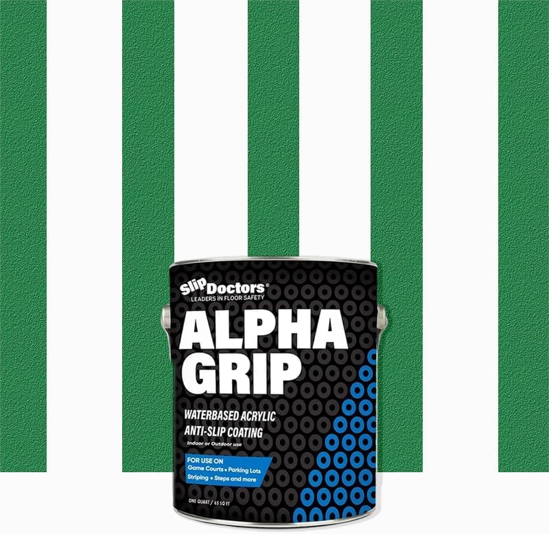 Slip Doctors Alpha Grip NonSlip Paint for Concrete Asphalt NonSkid Coating Ideal for Striping Parking Lots Playgrounds Pavements Tennis Green Quart - Image 1