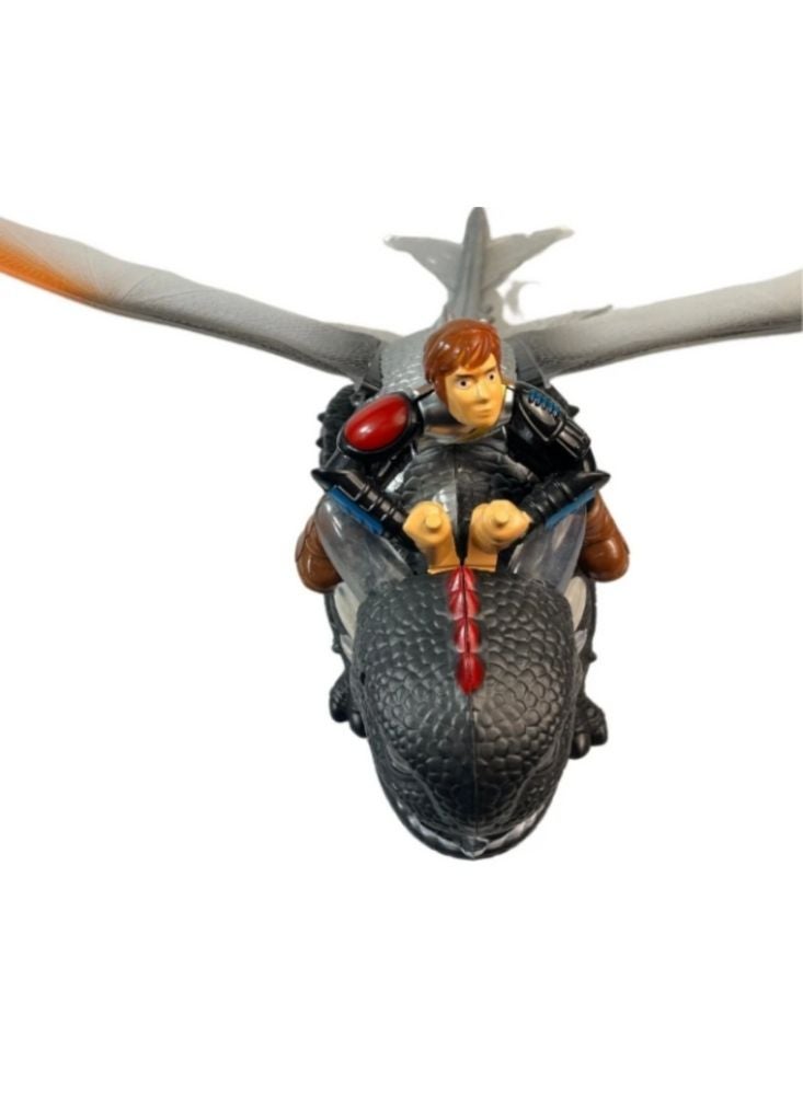 بريميم لعبة راكب التنين الطائر من فيلم "كيف تدرب تنينك" - تنين على طراز "بلا أسنان" بأجنحة متحركة وشخصية راكب - Image 2