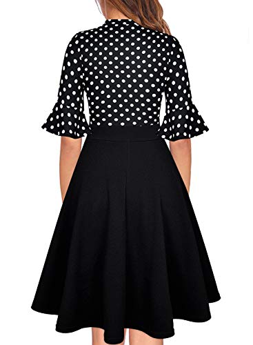 RANPHEE Vintage Dress for Women 2025 Teacher Work Professional Trendy Business Casual Office Workwear Ladies Fit and Flare 1950s A Line Polka Dot Patchwork Knee Length Dresses to Impress XL 1X - Image 2