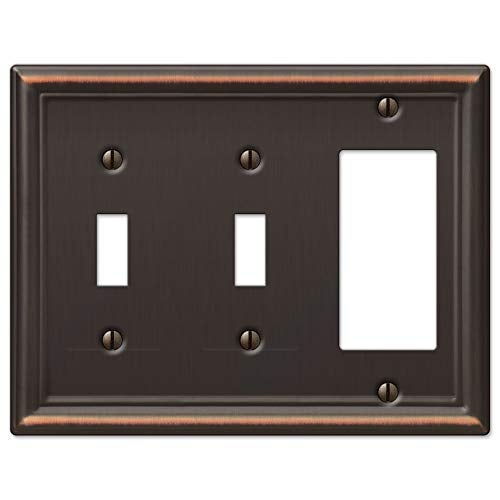 Amerelle 149TTRDB Chelsea Wallplate, 2 Toggle / 1 Rocker, Steel, Aged Bronze, 1-Pack - Image 4